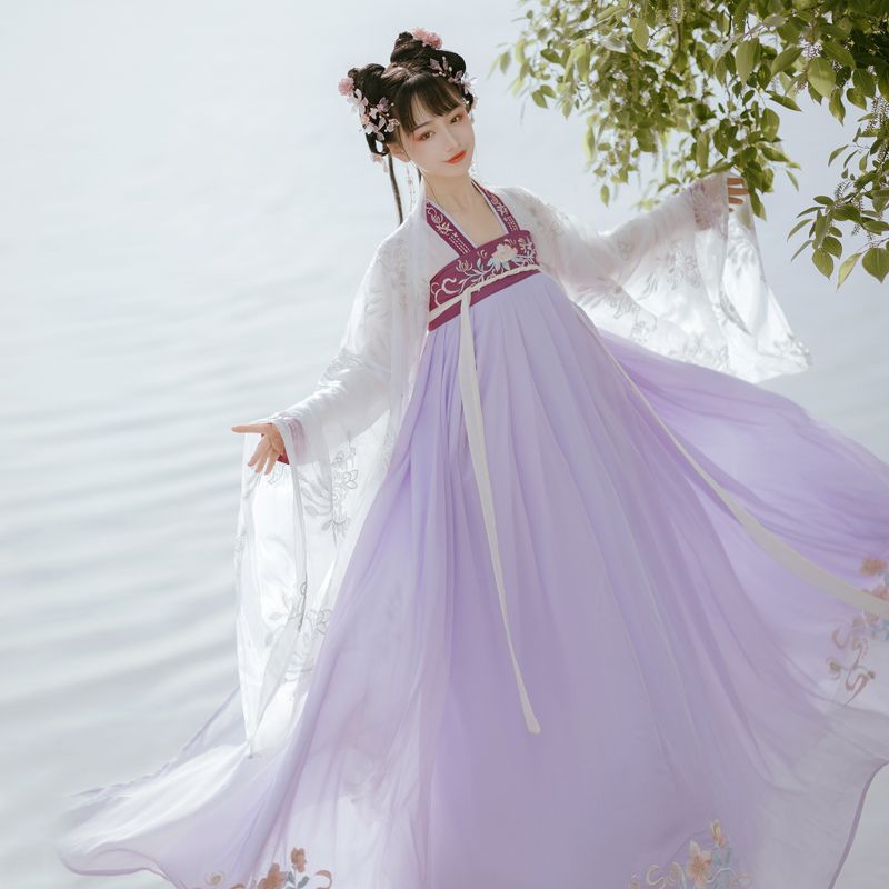 One-piece Embroidery Placket Chest-high Dress