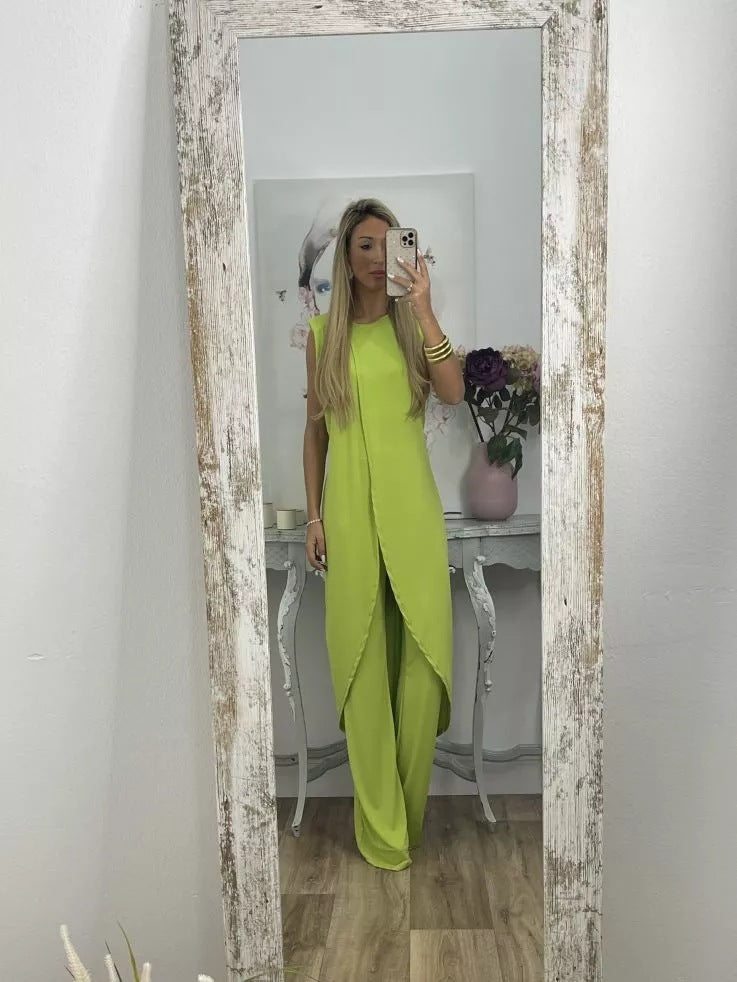 Women's Summer New Casual Sleeveless Loose Round Neck Trousers Two-piece Set