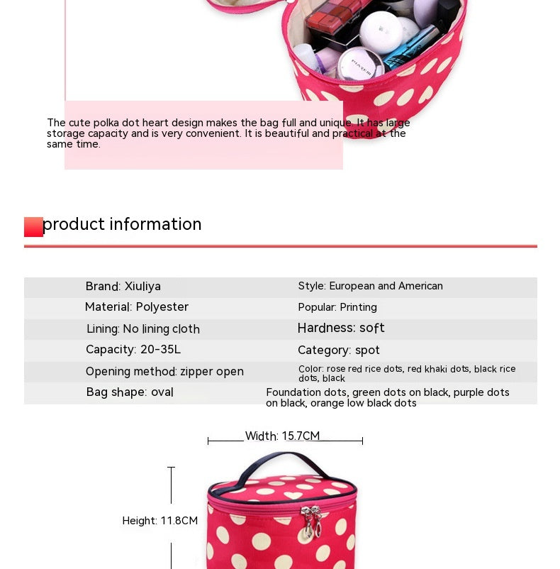 European And American Polka Dot Simple Cosmetic Bag