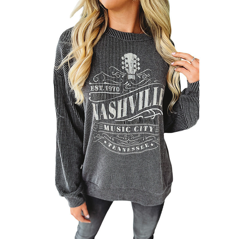 Pullover Round Neck Long Sleeves Top For Women