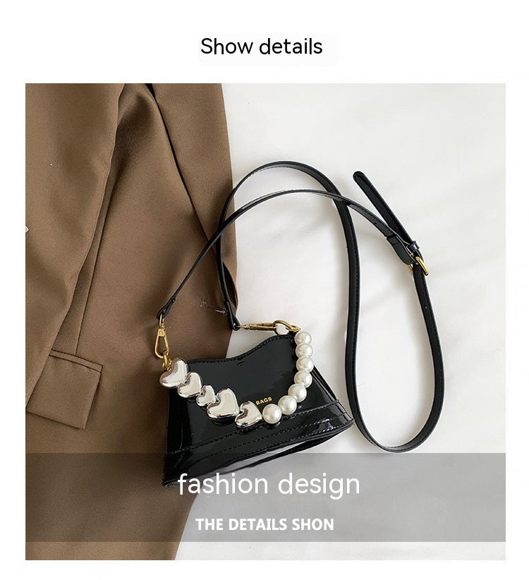 Women's Fashion All-match High Sense Pearl Chain Shoulder Cross Body Bucket Bag