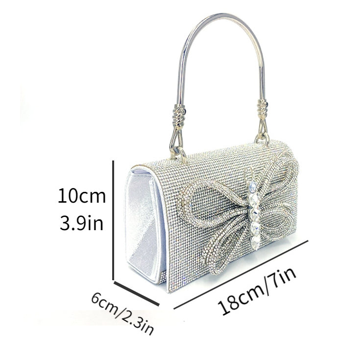 Dinner Dress Garment Butterfly Shiny Diamond Small Square Bag