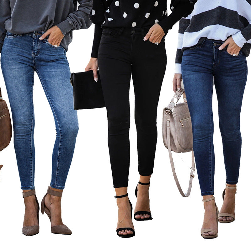 Stretch mid-rise slim-fit cropped jeans with small feet