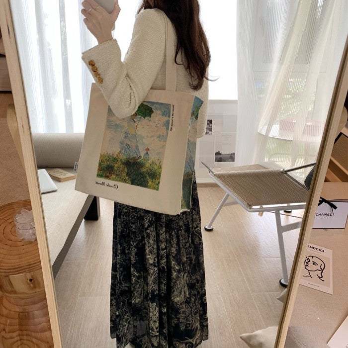 Oil Painting Zip Canvas Shoulder Bag