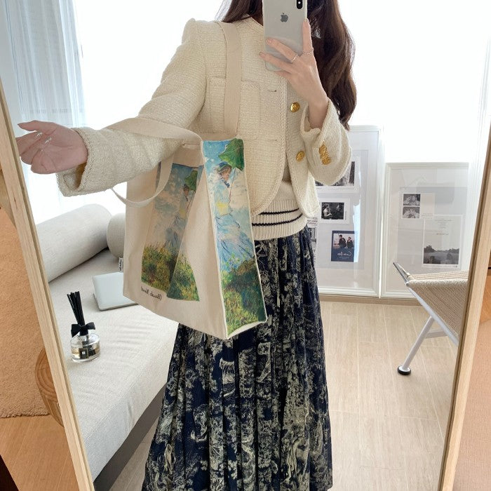Oil Painting Zip Canvas Shoulder Bag