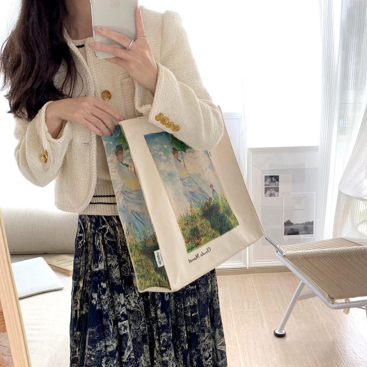Oil Painting Zip Canvas Shoulder Bag