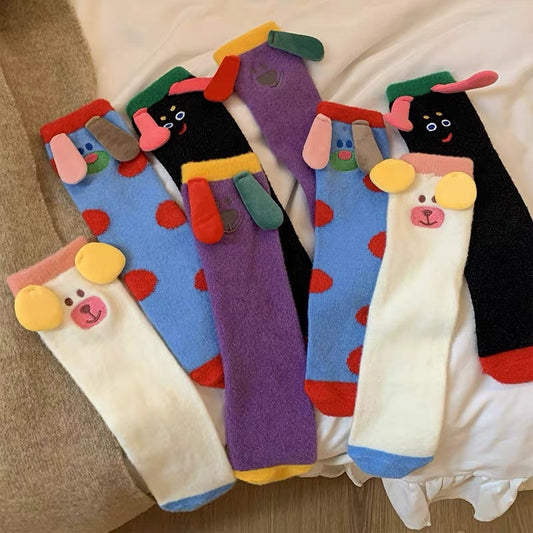 Coral Fleece Fleece Lined Padded Warm Keeping Tube Socks