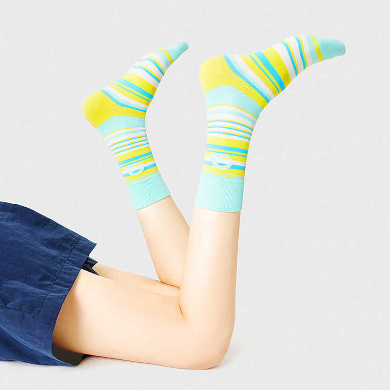 Dopamine Color Horizontal Stripes Tube Socks