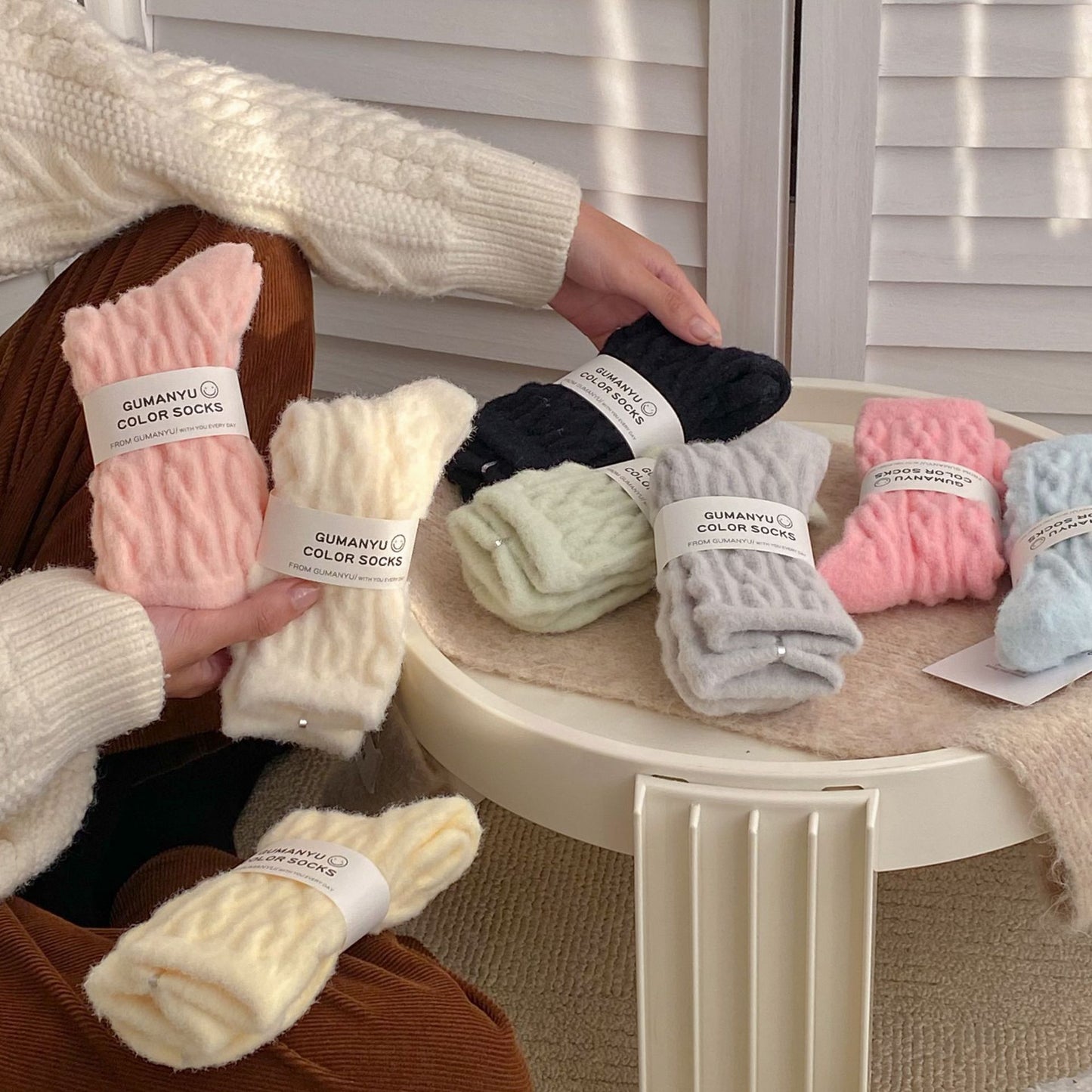Fleece Lined Padded Warm Keeping Floor Home Sleeping Socks