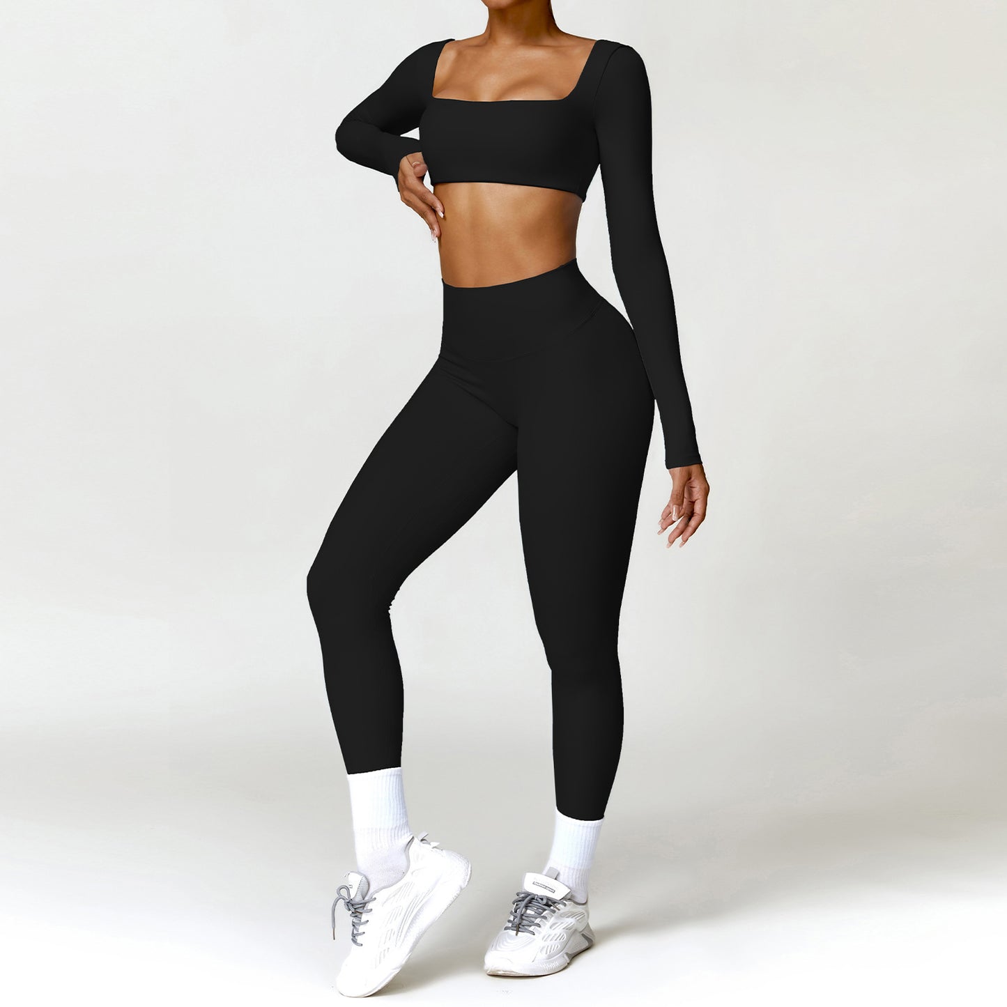 Winter Nude Feel Tight Yoga Suit High-waist Quick-drying Running Sports Workout Clothes