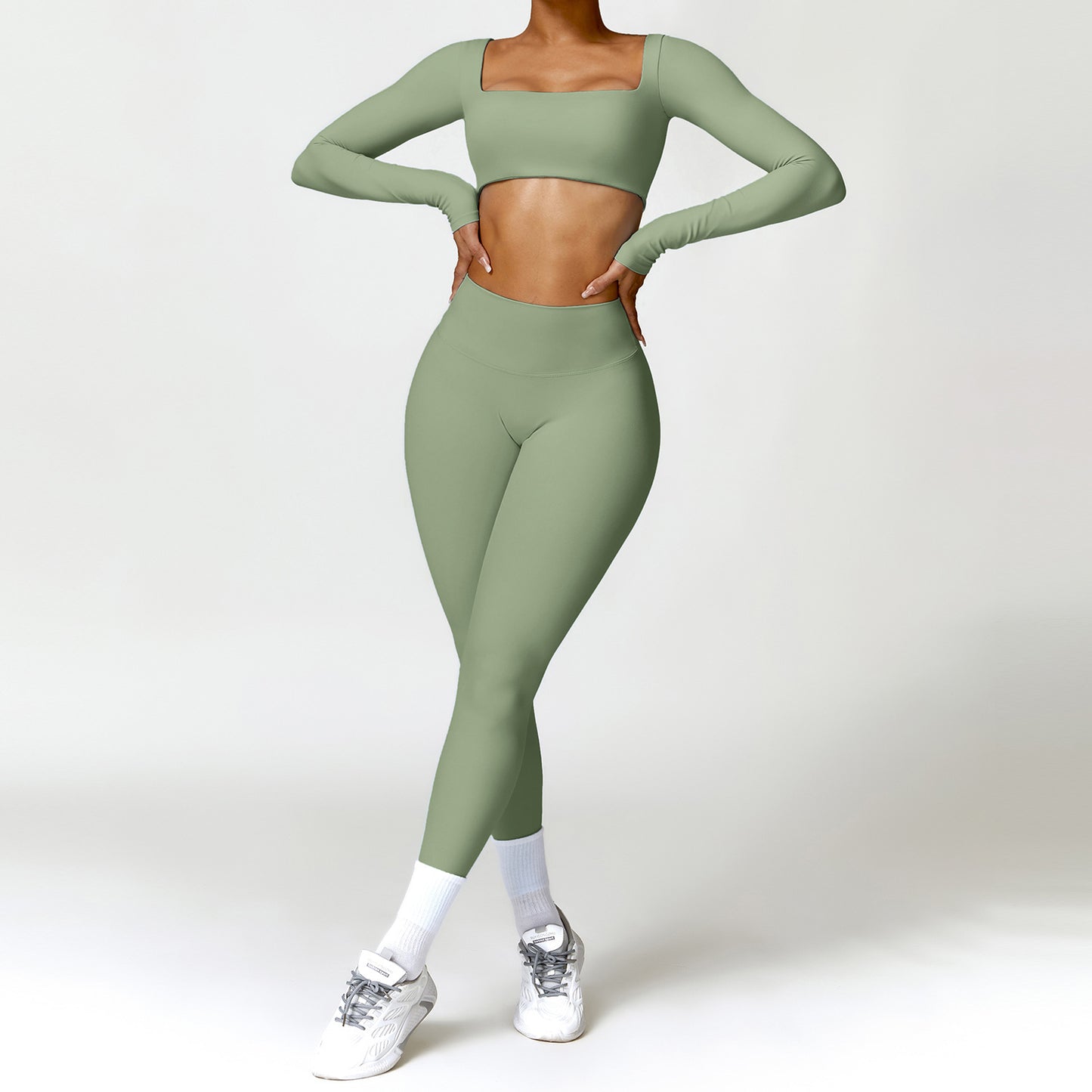 Winter Nude Feel Tight Yoga Suit High-waist Quick-drying Running Sports Workout Clothes