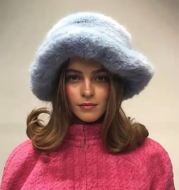 Plush Hat Fur Big Round Hat Winter