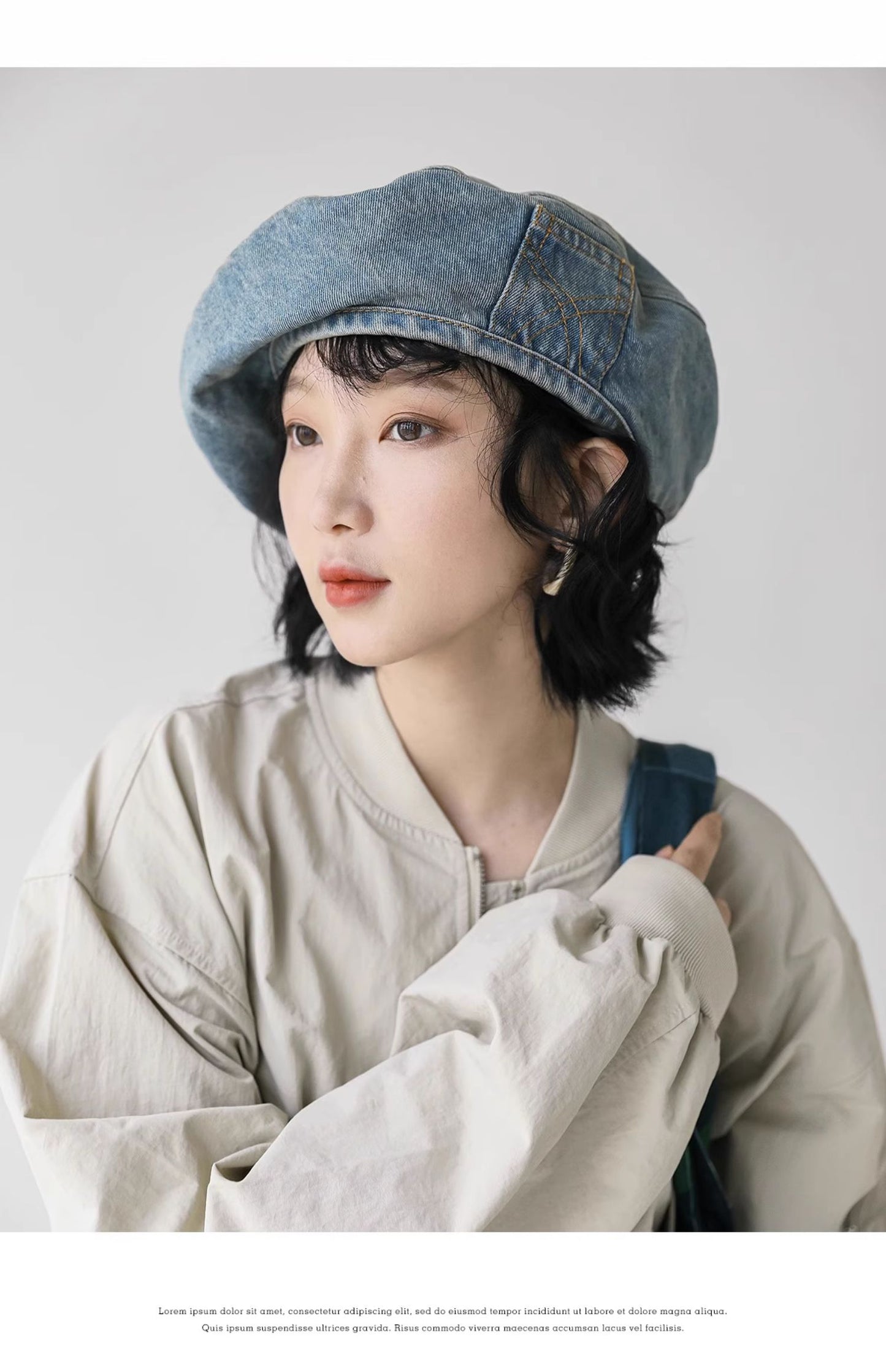 Denim Beret Women's Vintage Painter Hat