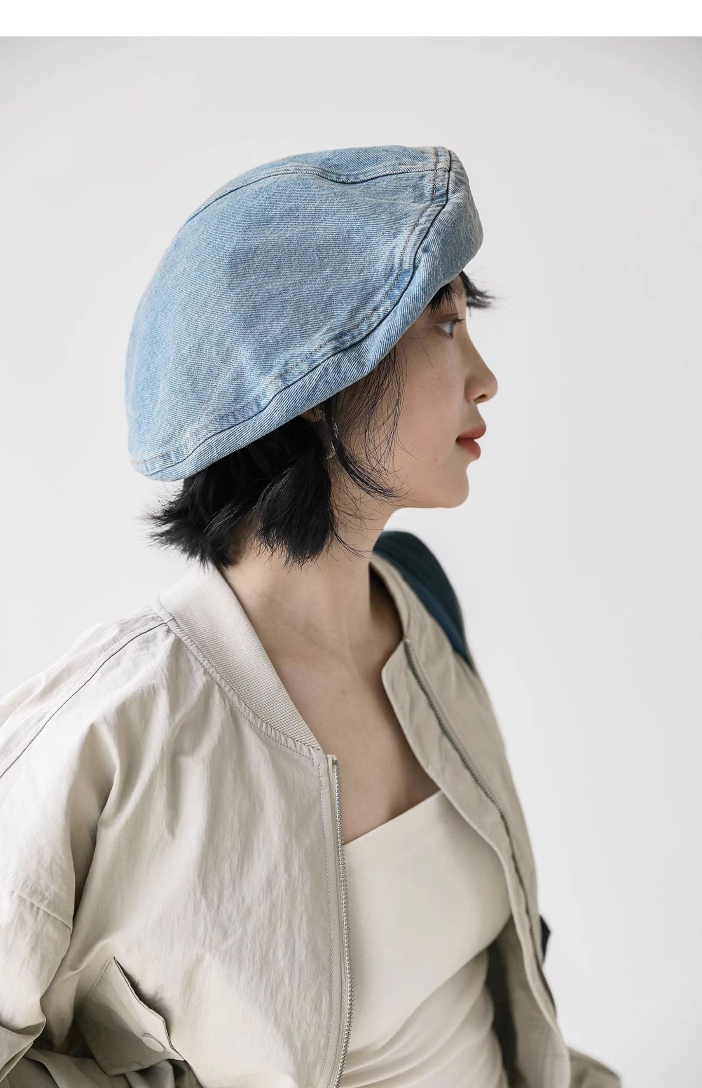 Denim Beret Women's Vintage Painter Hat