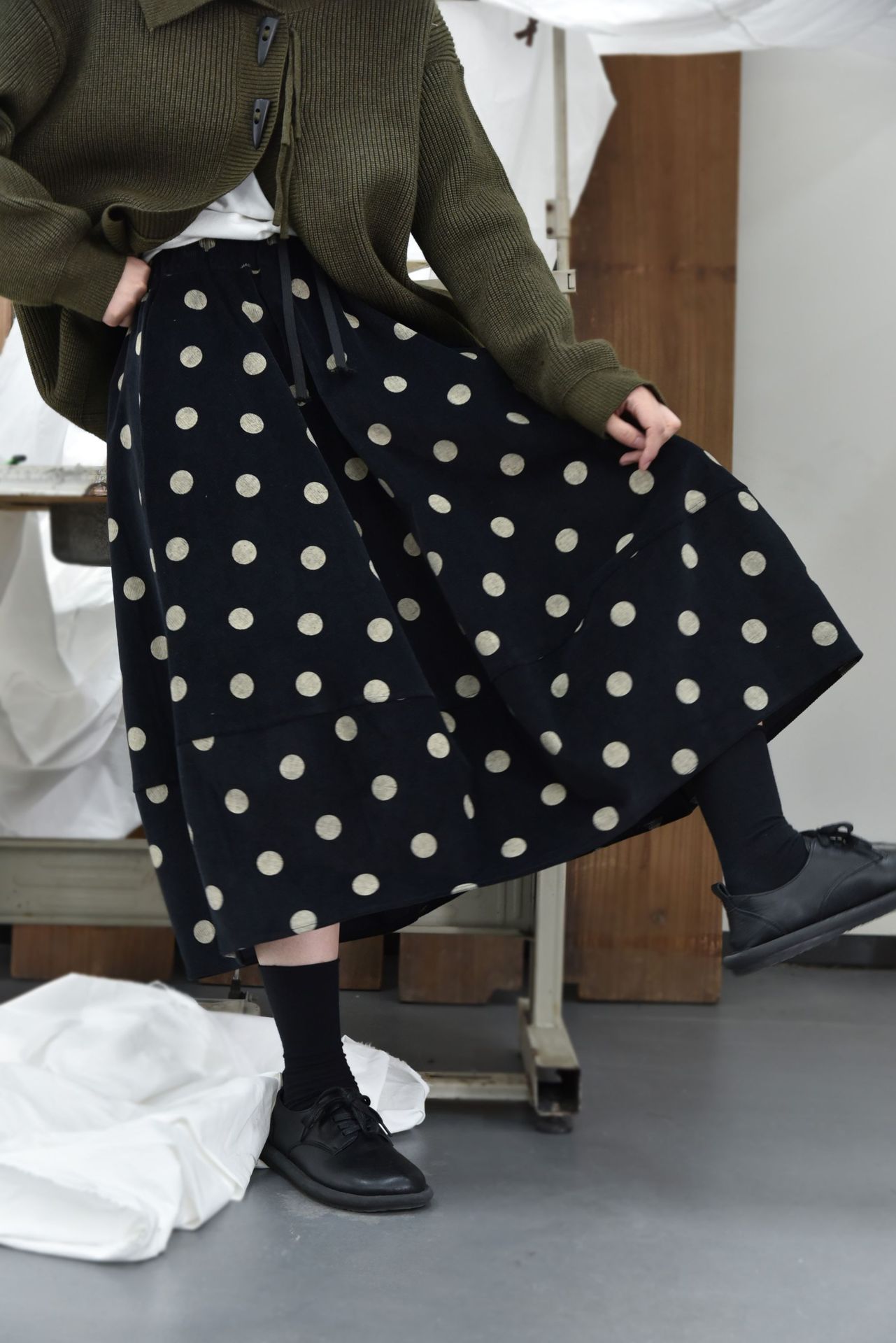 Women's All-matching Corduroy Retro Dots Skirt