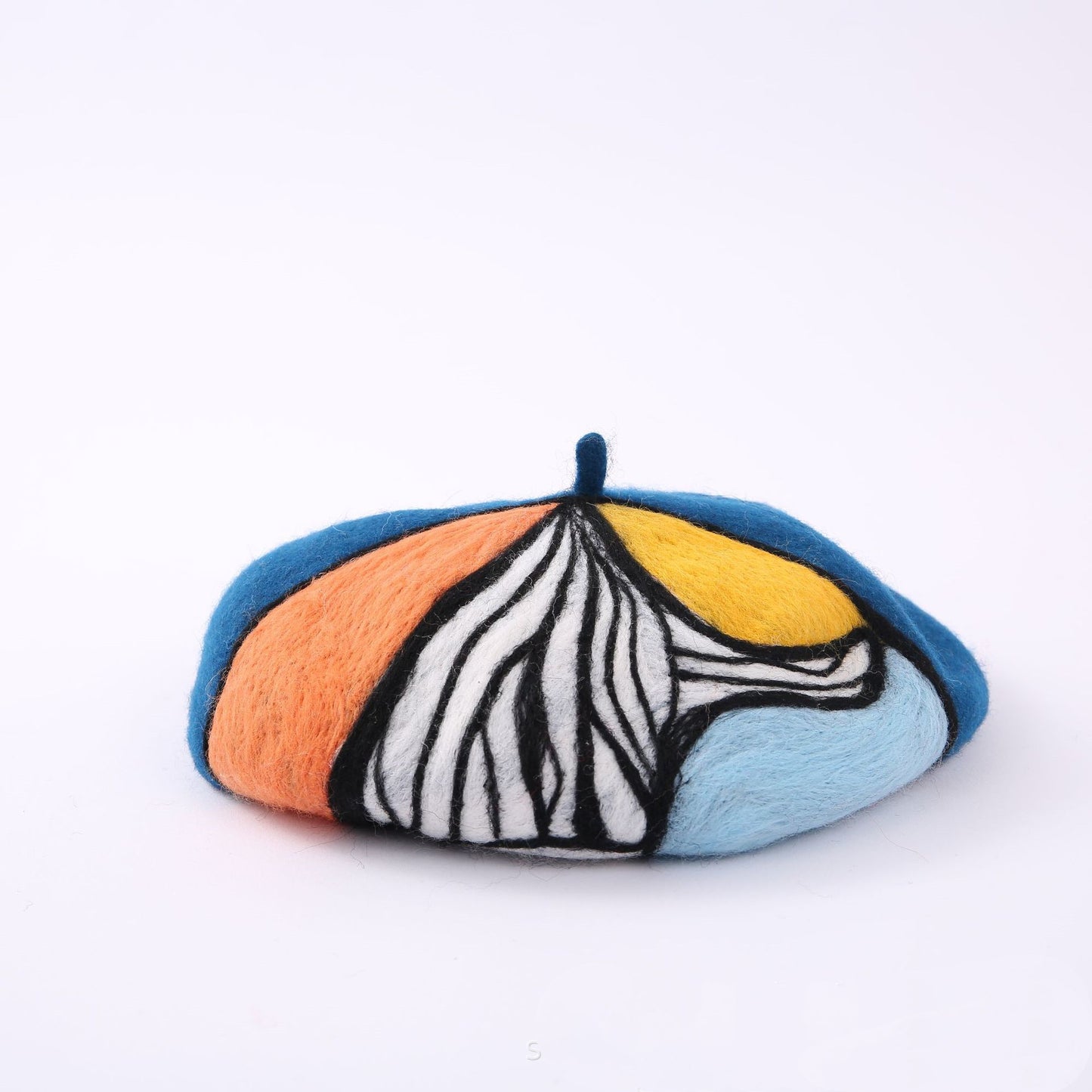 Handmade Wool Felt Painter Cap Color Matching Japanese Style