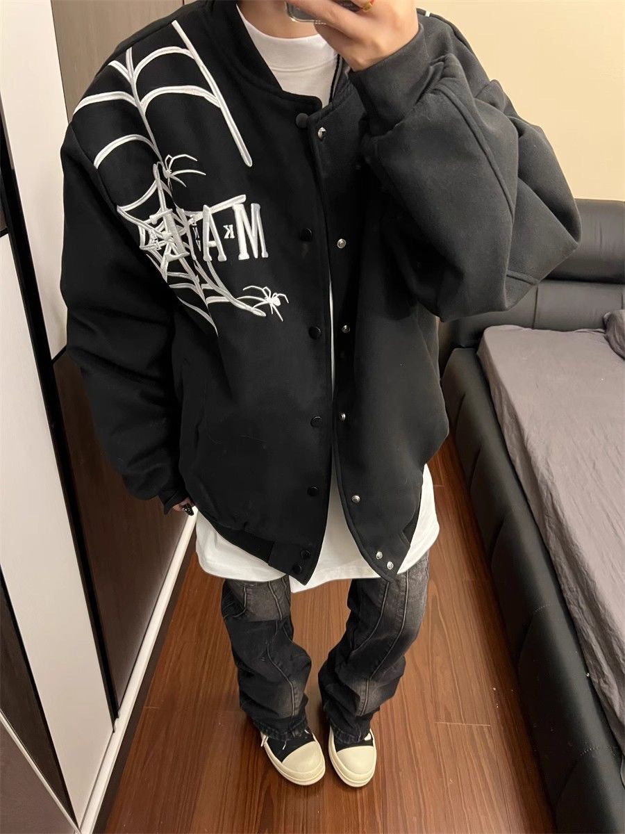 American Spider Web Embroidered Jacket Baseball Uniform
