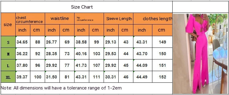 Summer Fashion V-neck Half Sleeves Midriff Outfit Loose Solid Color Jumpsuit