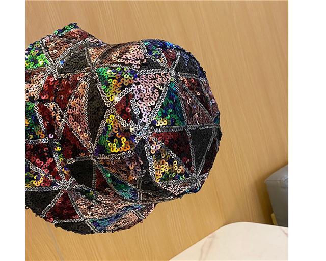 Women's Fashion Mixed Color Sequins Bucket Hat Foldable