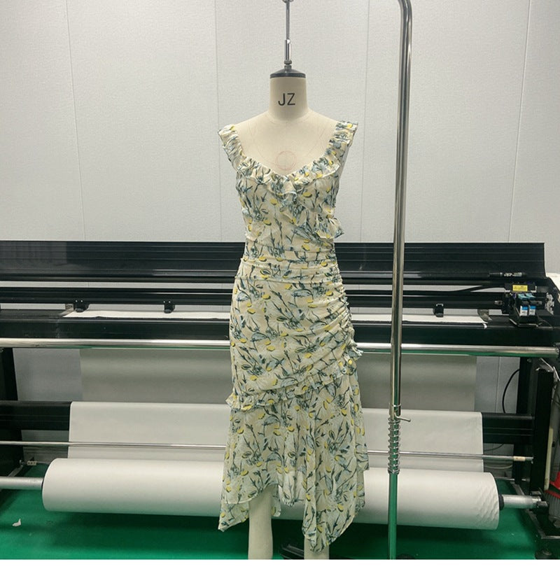 Chiffon Printed Dress Summer Mid Length