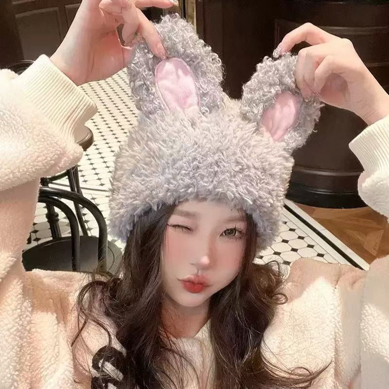 Korean-style Cute And Sweet Bunny-ear Plush Hat