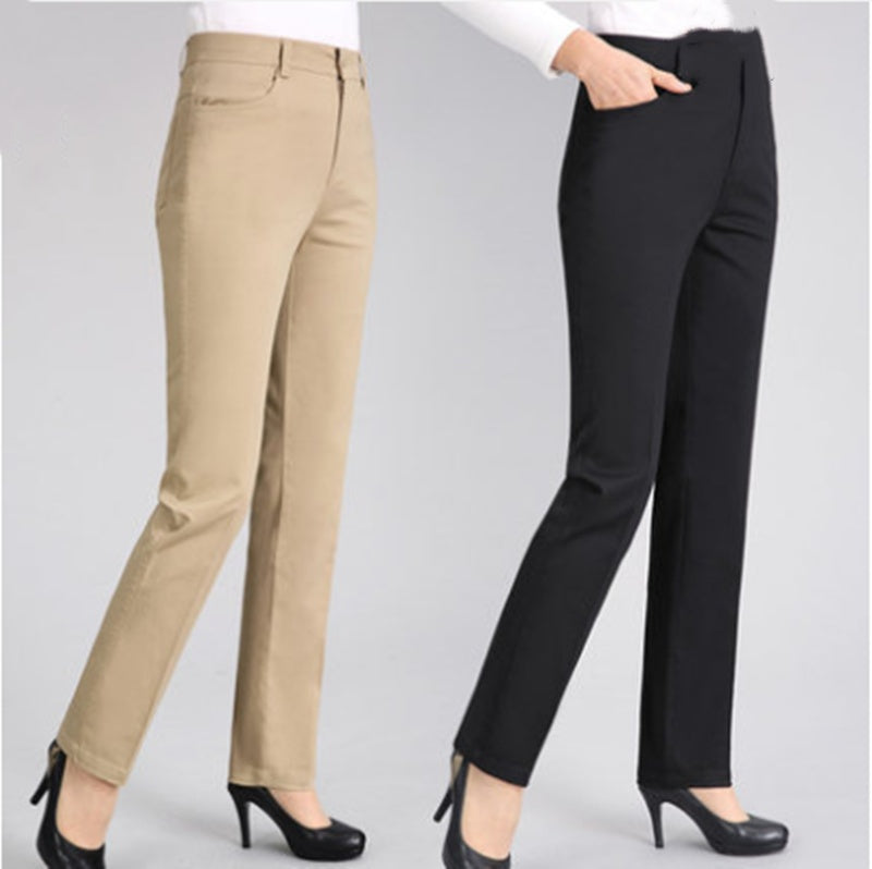 High Waist White Loose Straight Trousers