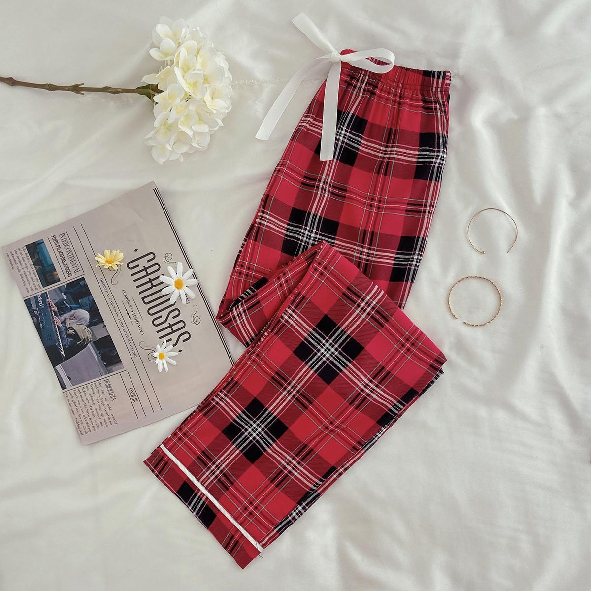 Women's Plaid Artificial Cotton Pajama Pants