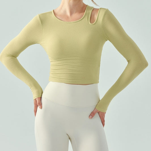 Slim-fit Yoga Wear Long Sleeve Women's Chest Pad Running Aerobics Workout Clothes Top