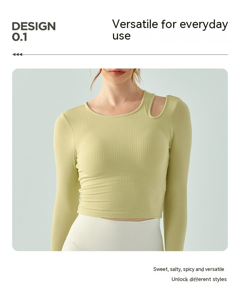 Slim-fit Yoga Wear Long Sleeve Women's Chest Pad Running Aerobics Workout Clothes Top