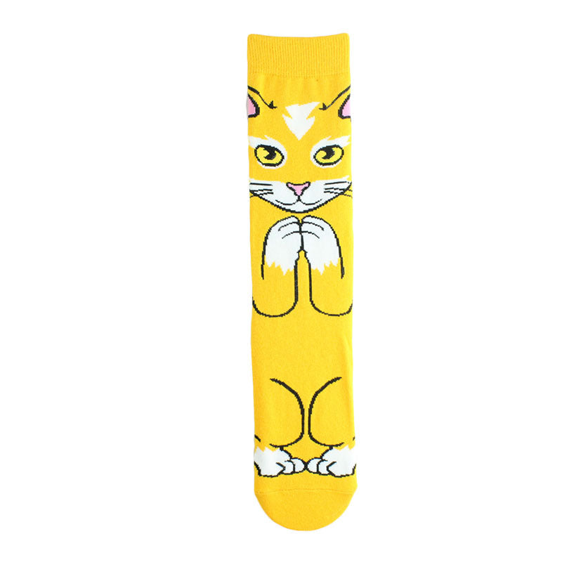 European And American Cartoon Cat Printing Tube Socks