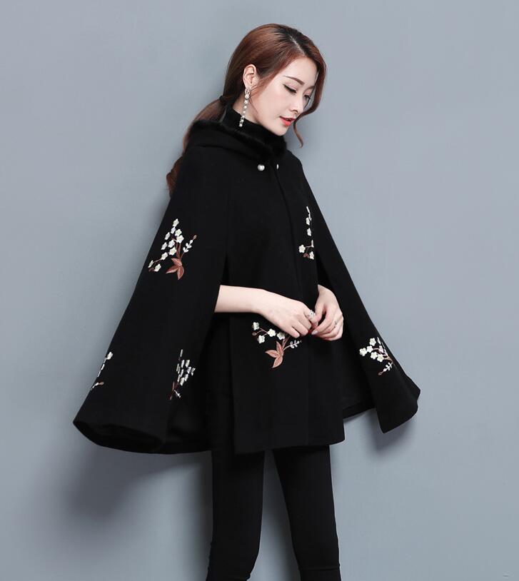 Style Women's Embroidery Flower Cloak Shawl Cloak