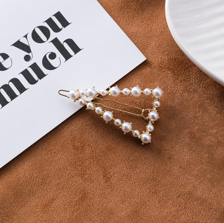 Japan and South Korea simple love circle a word clip five-pointed star triangle geometry pearl hairpin bangs clip