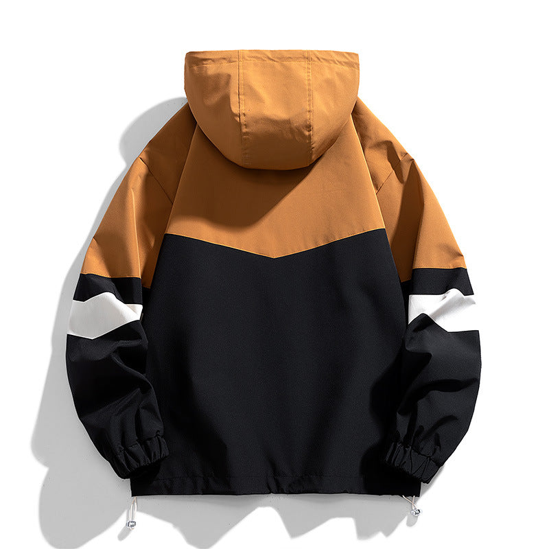 Men's Colorblock Hood Loose Trendy Coat