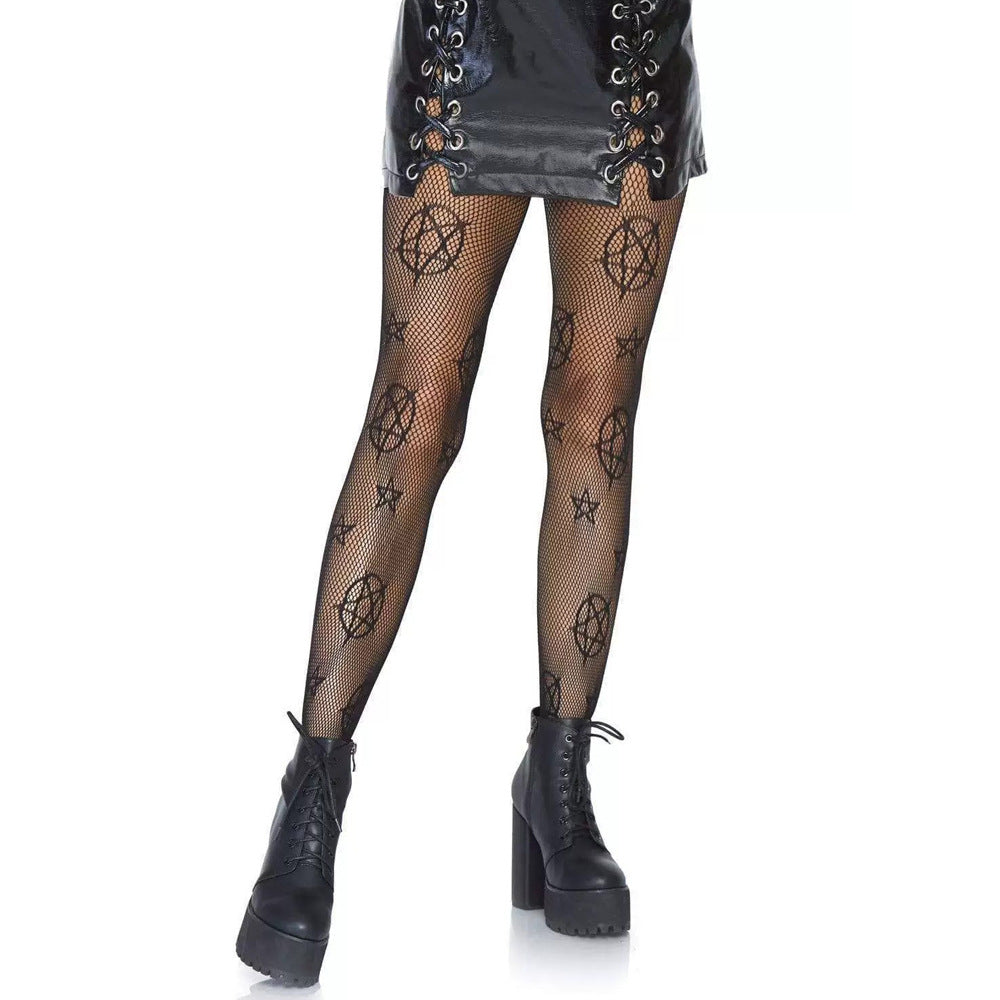 Five-pointed Star High Elastic European And American Fishnet Stockings