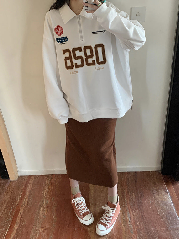 Women's American-style Retro Digital Printing Plus Size Sweater