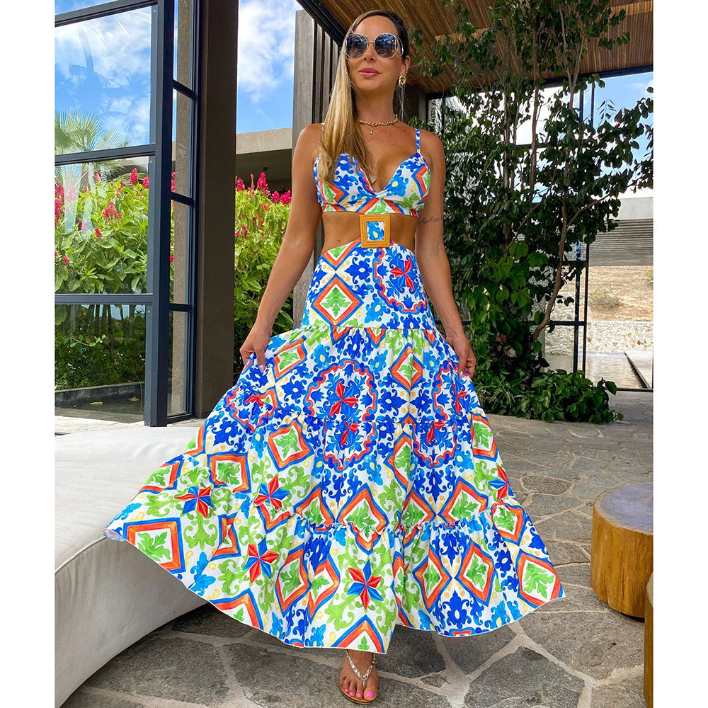 Women's Bohemian Style Hollow High Waist Backless Beach Skirt