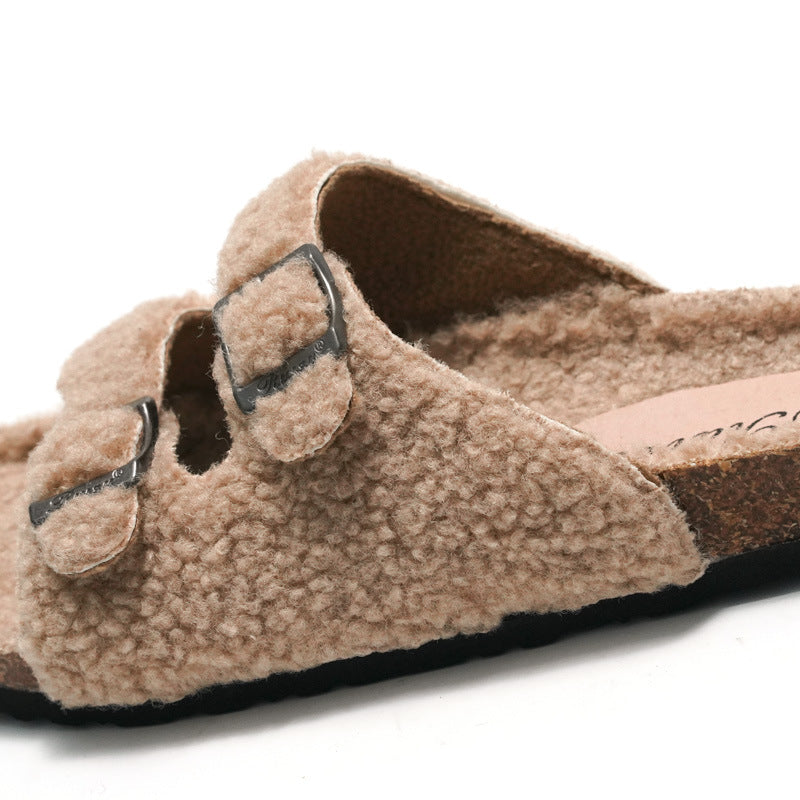 Women's Casual Beach Shoes Warm Buckle Slippers
