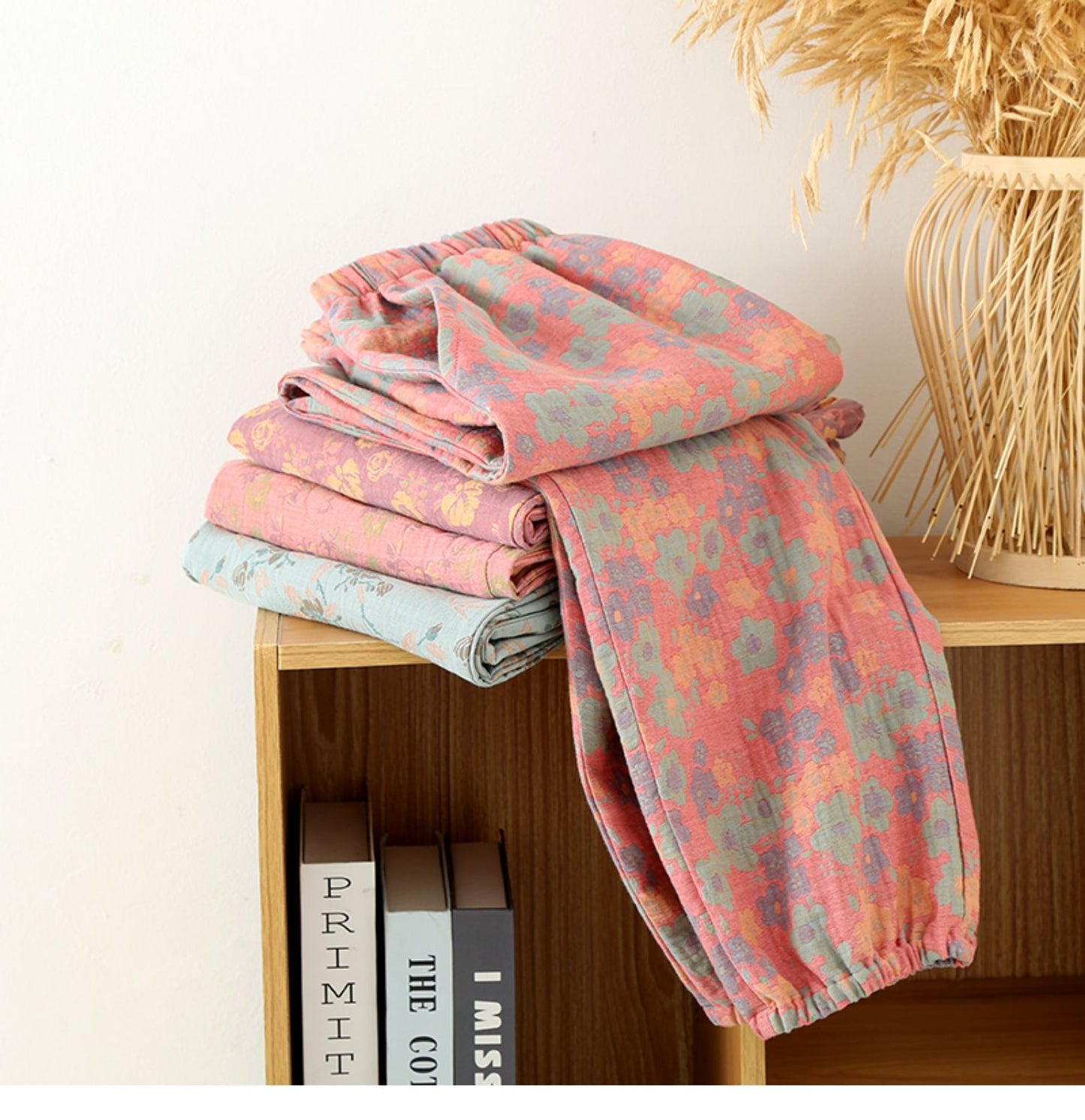 Spring And Autumn Yarn-dyed Pure Cotton Home Trousers For Women