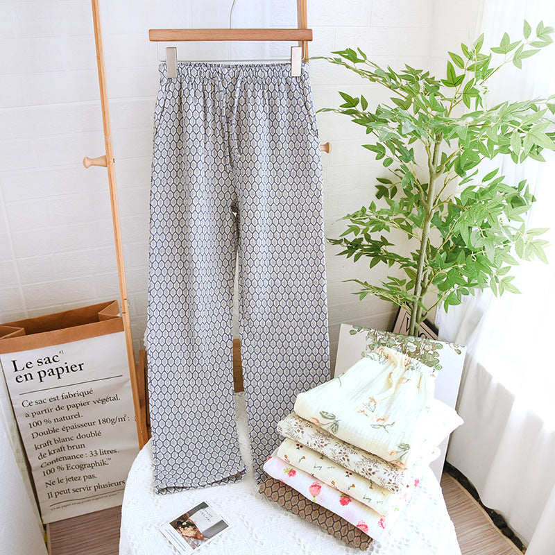 Straight Cotton Loose Home Pants Pajama Pants With Pockets Can Be Worn Outside