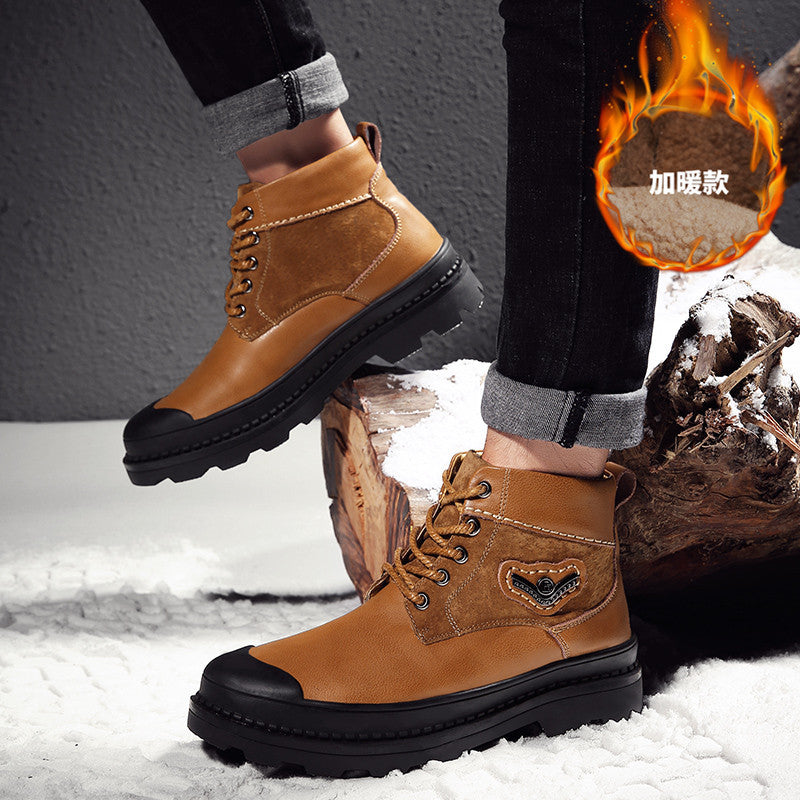 Men's casual plus fleece boots