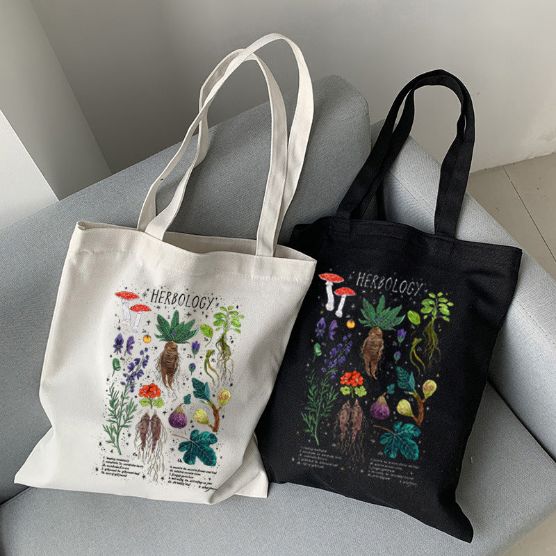 Mushroom Print Personalized Creative One-shoulder Canvas Bag