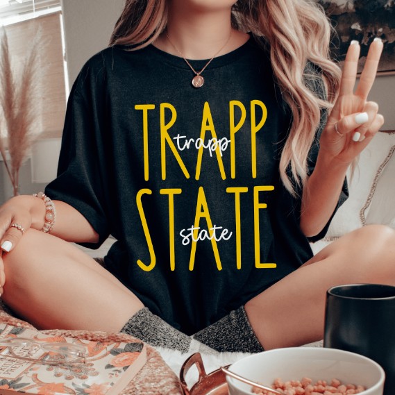 European And American Digital Printing Trapp State Casual Round Neck Short Sleeves
