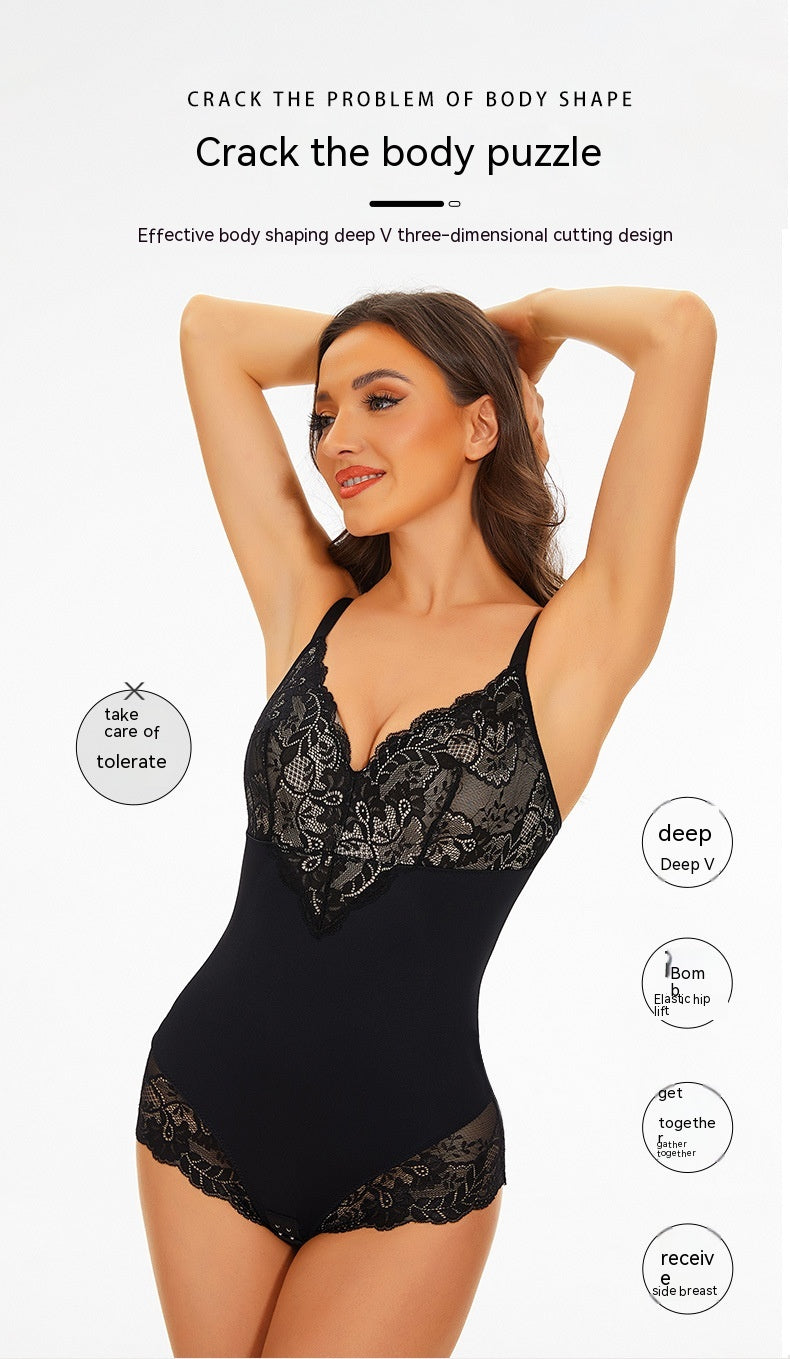 Siamesisk kropsformende mavekontraherende hofteløftende shapewear-undertøj elastisk korset slankende