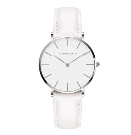 ladies simple watch waterproof Korean white belt student watch 36mm