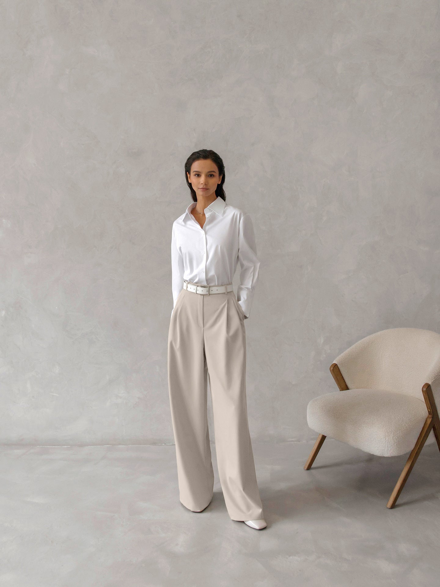 Women's Retro Classic Fashion Solid Color Loose High Waist Trousers