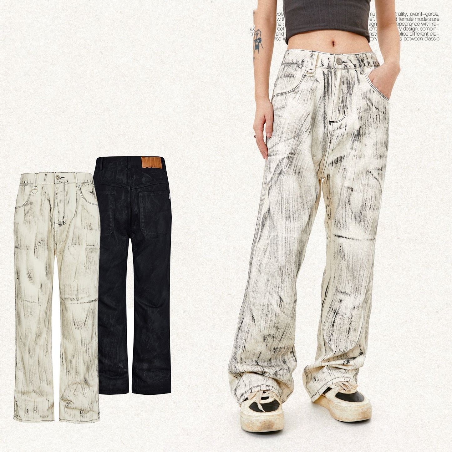 Håndholdt Børste Distressed Lige Jeans