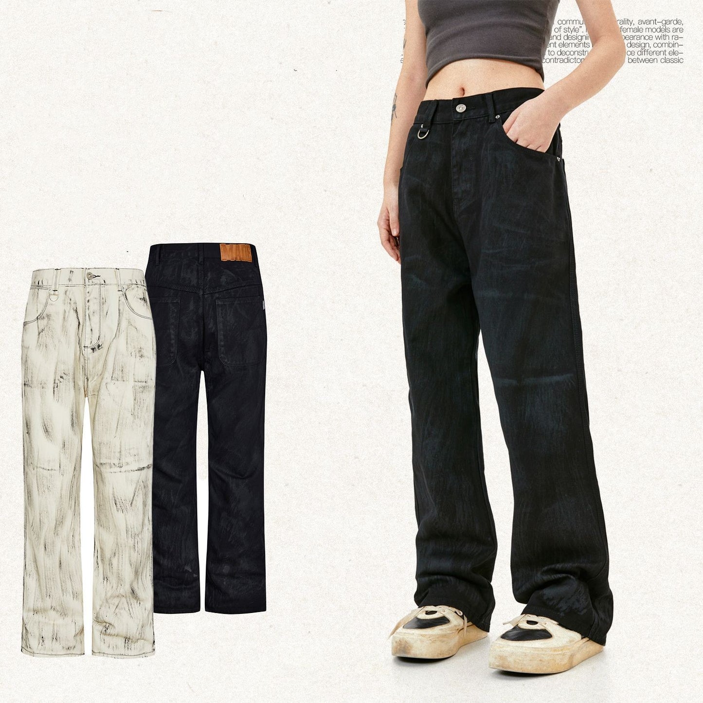 Håndholdt Børste Distressed Lige Jeans