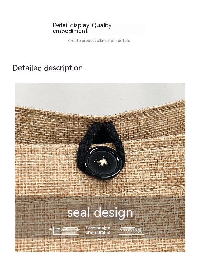 Fashion Linen Women's Bag Large Capacity Casual Shoulder Bag Korean Style Fashionable All-matching Letter Pack