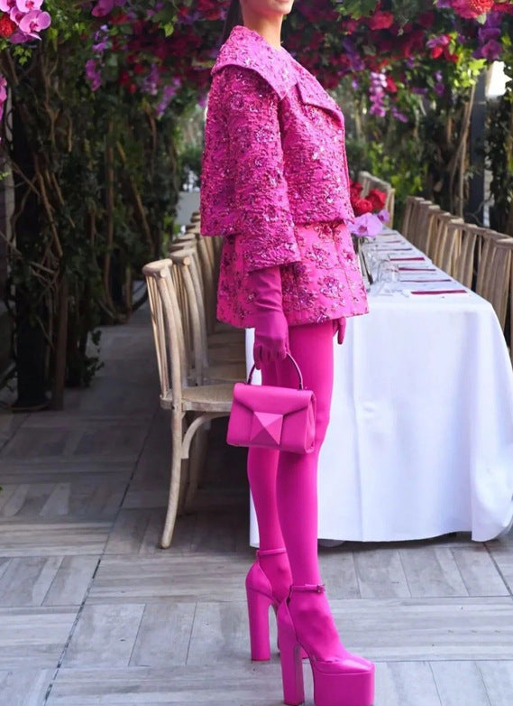 European And American Star Fashion Rose Pink Series Stretch Slim Fit Stockings