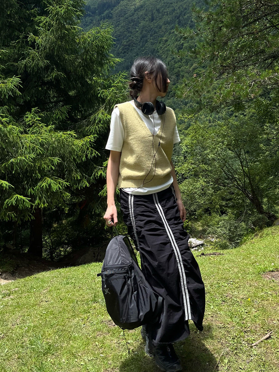 Design Sense Pleating Suit Skirt Parachute Sports Skirt